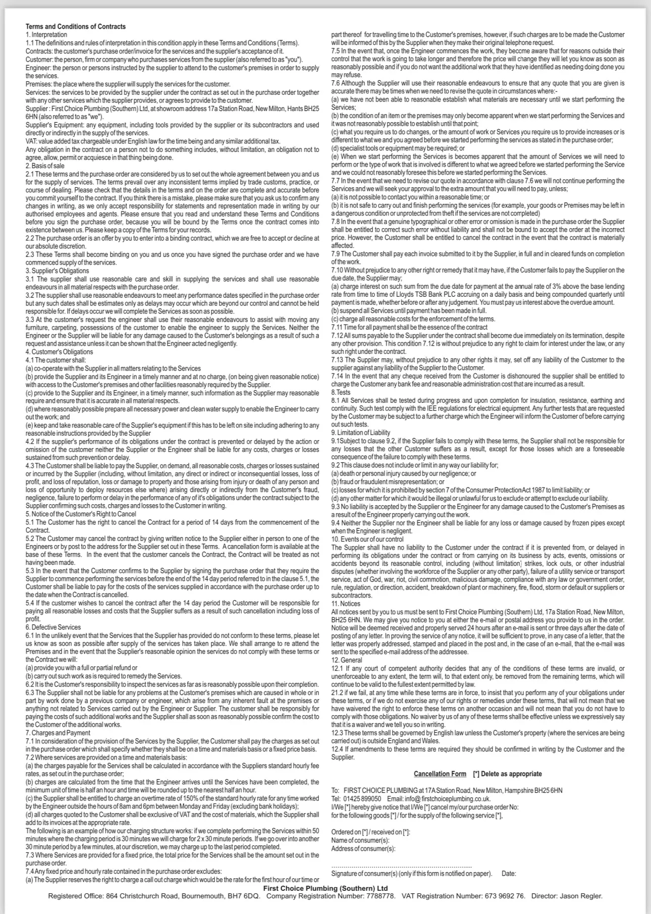 First Choice Terms